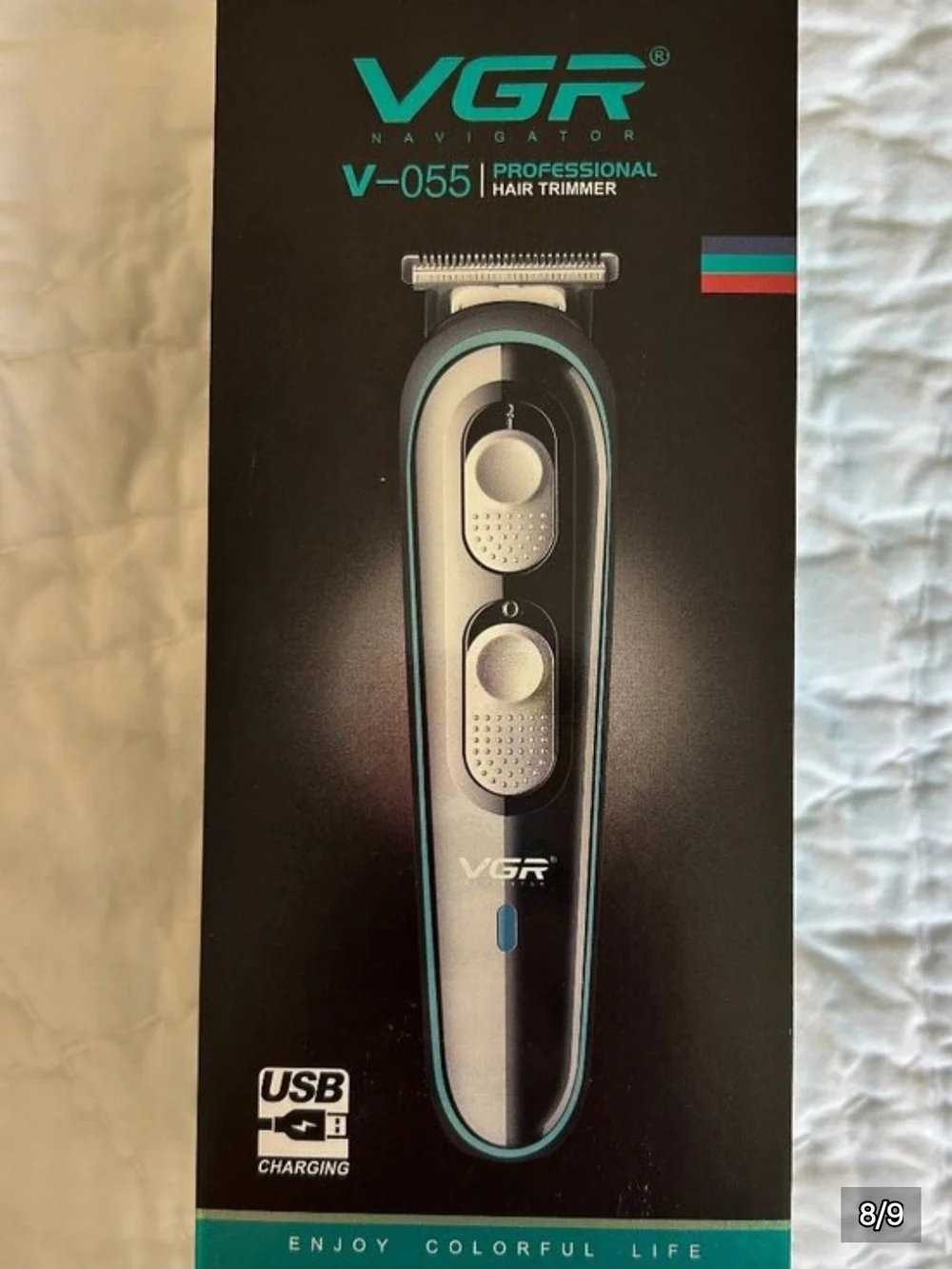 V-055 Professional Men's Hair Trimmer — Black with Teal Accents